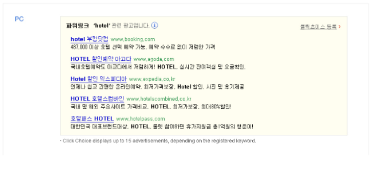 Naver Website text ads example